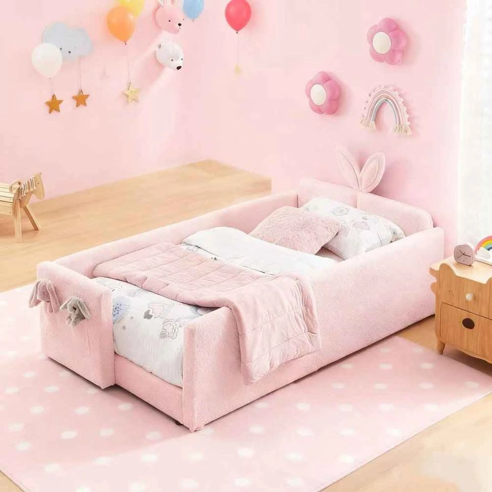 Kids Rabbit Ear Upholstered Platform Bed – Cute & Modern - photo 4