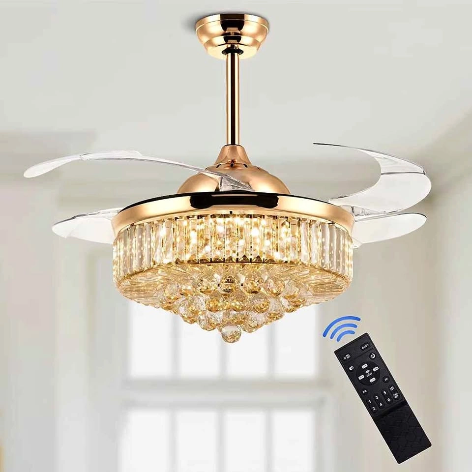 42" Gold Crystal Ceiling Fan with Light