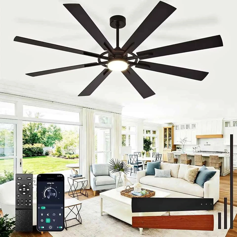 BvenuBigLite 72 Inch Large Ceiling Fan with Light