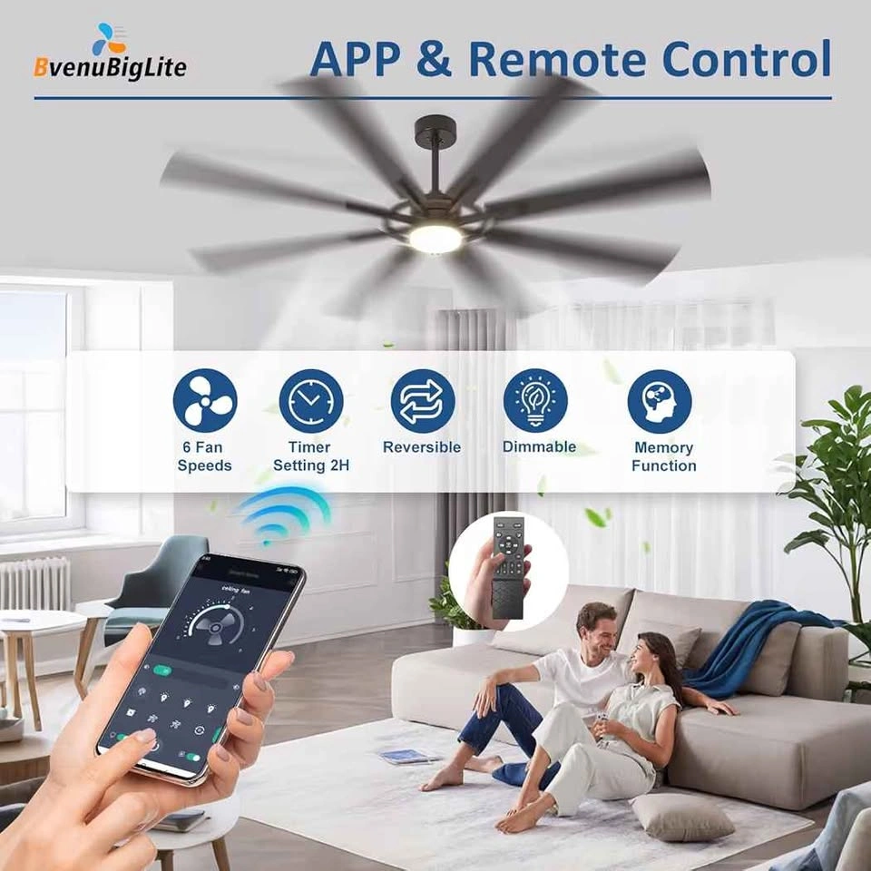 BvenuBigLite 72 Inch Large Ceiling Fan with Light - photo 5