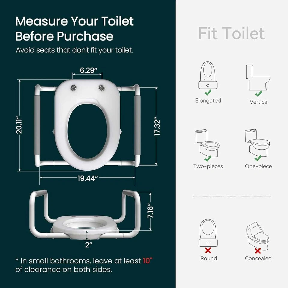R&T Toilet Seat Riser 2" Raised Seat with Handles - photo 2