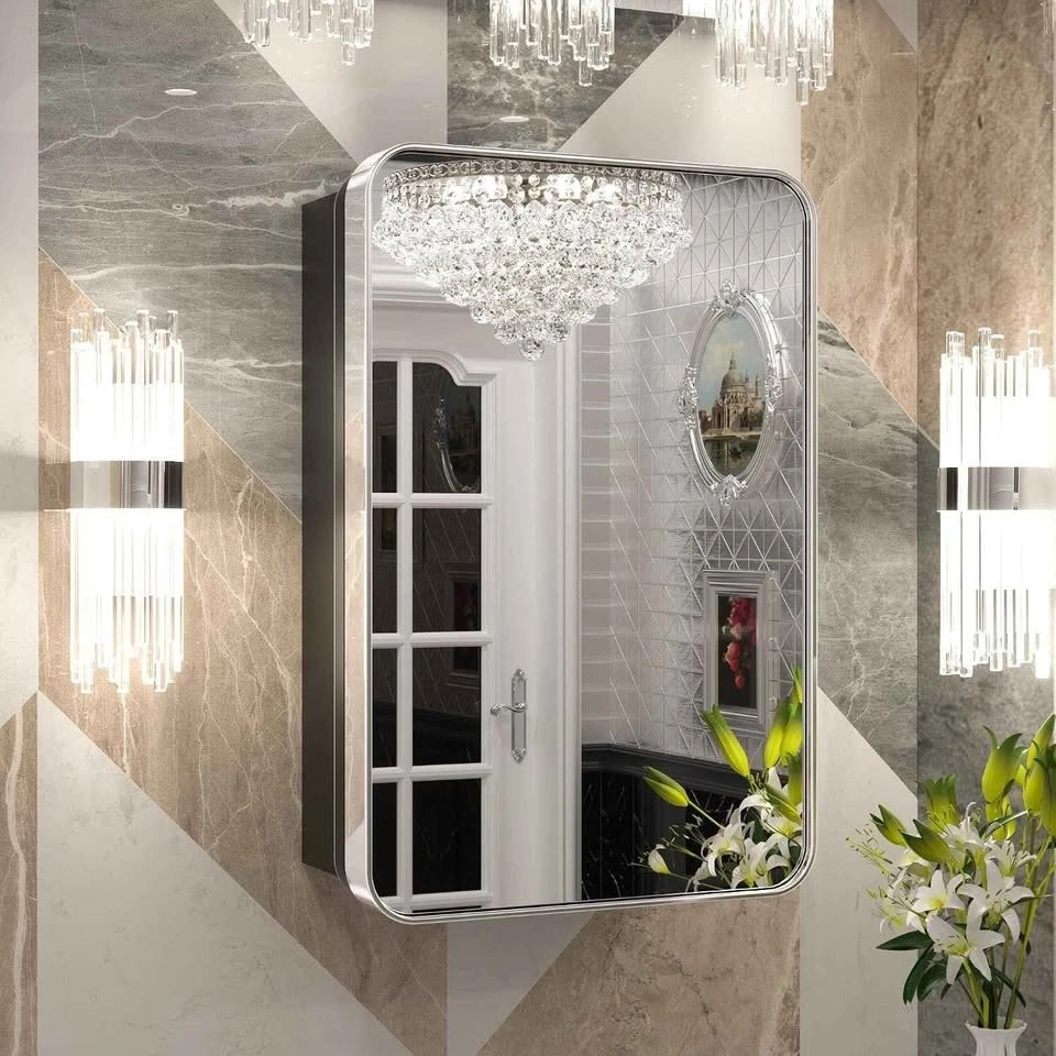 Keonjinn Chrome Medicine Cabinet Mirror 16x24 - photo 2