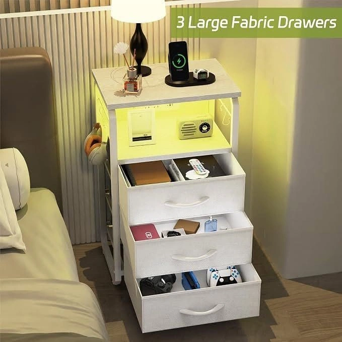 Runjuly Industrial Nightstand / Side Table with RGB LED - photo 3