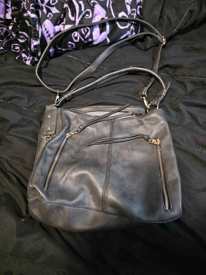 Large Black Hobo / Crossbody Bag + Matching Pouch