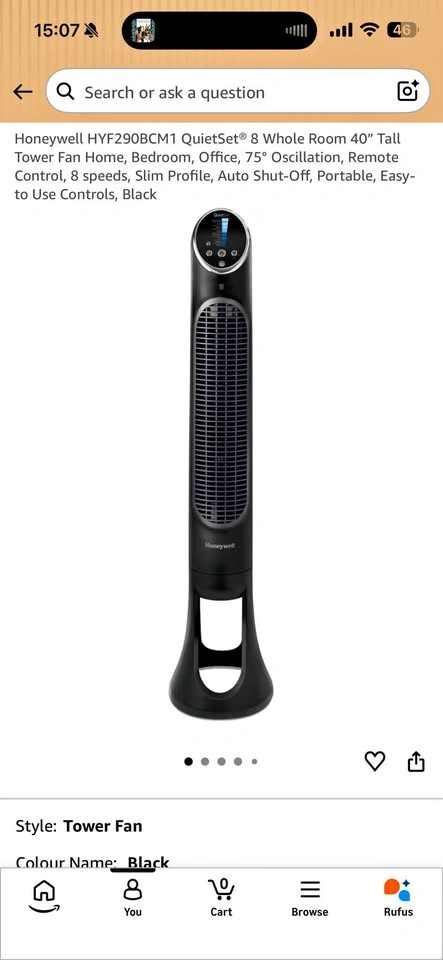 Honeywell HYF290BCM1 QuietSet 8 Whole Room Tower Fan