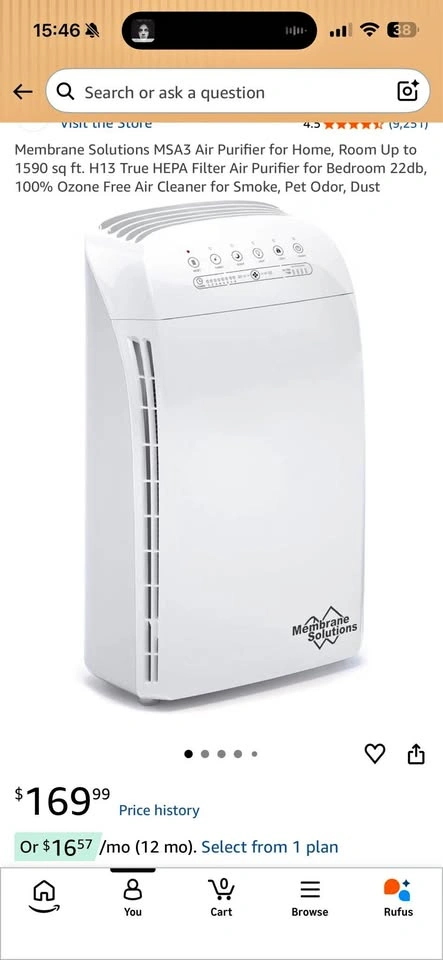 Membrane Solutions MSA3 Air Purifier
