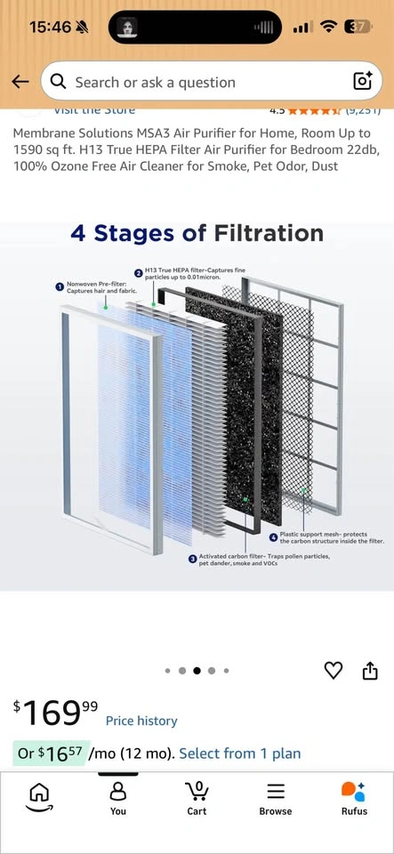 Membrane Solutions MSA3 Air Purifier - photo 3
