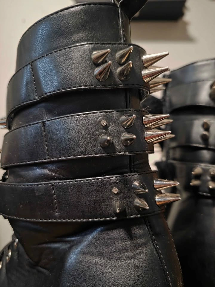 Black Platform Spiked Goth Boots – Size 8.5 but small - photo 4