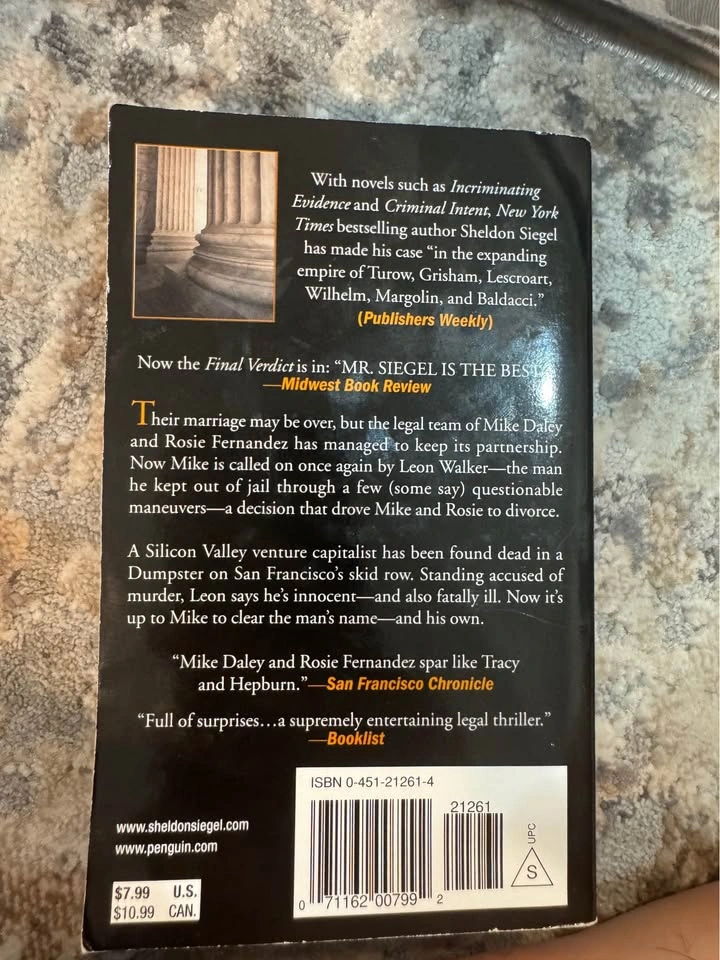 Sheldon Siegel Final Verdict Paperback Book - photo 2