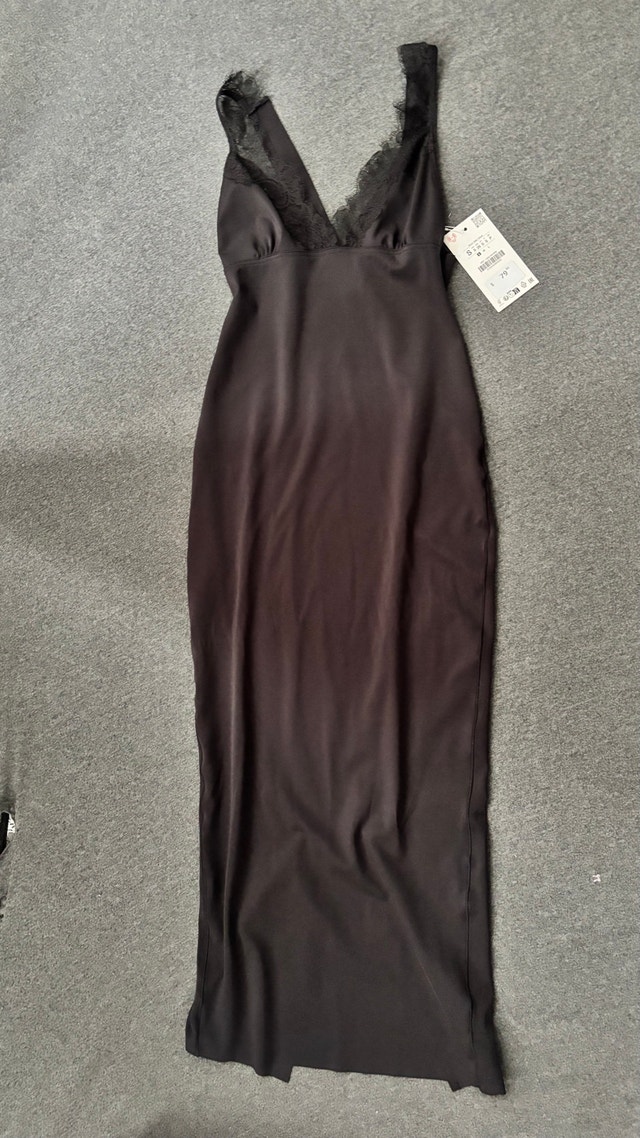 Zara Black V line Mid Dress