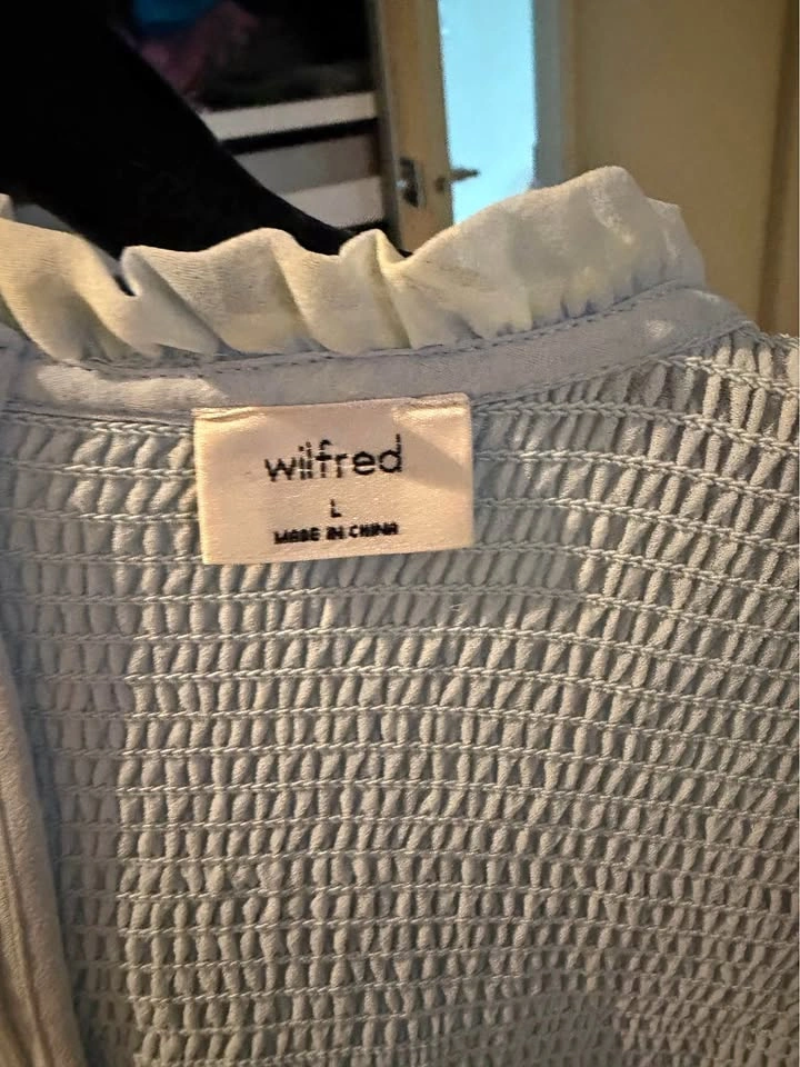 Wilfred Smocked Long Sleeve Blouse Size L