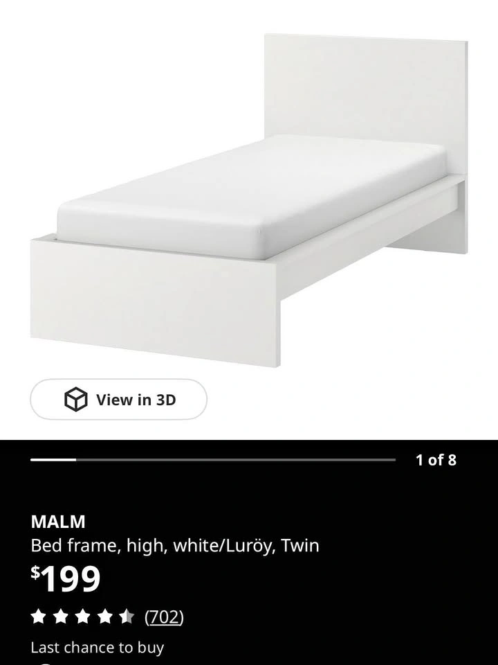 IKEA MALM Twin Bed Frame - White