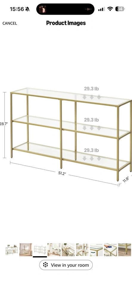VASAGLE 51.2" Console Sofa Table with 3 Shelves - photo 2
