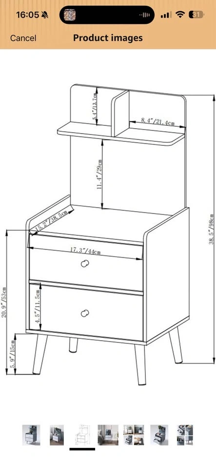 Blue Wood Grain Nightstand with 2 drawers - photo 2