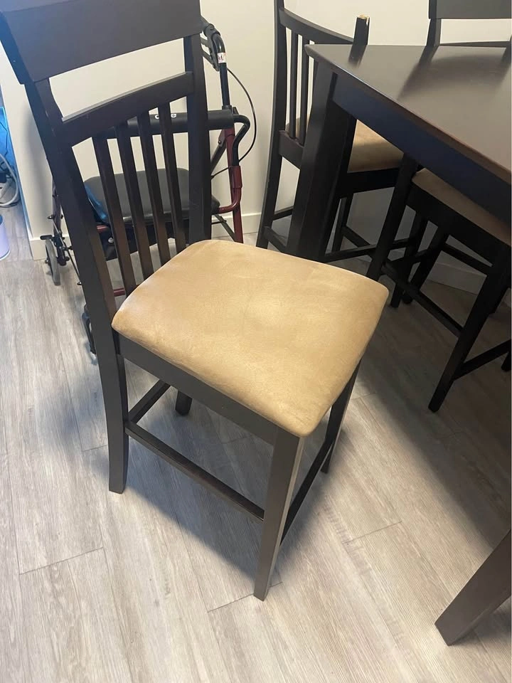 Dark Wood Counter-Height Dining Table and 4 Chairs - photo 2