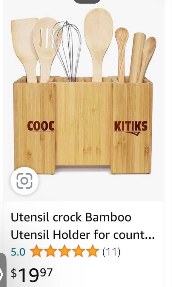 Bamboo Utensil Holder, 4-in-1 Expandable Countertop Organizer - photo 2