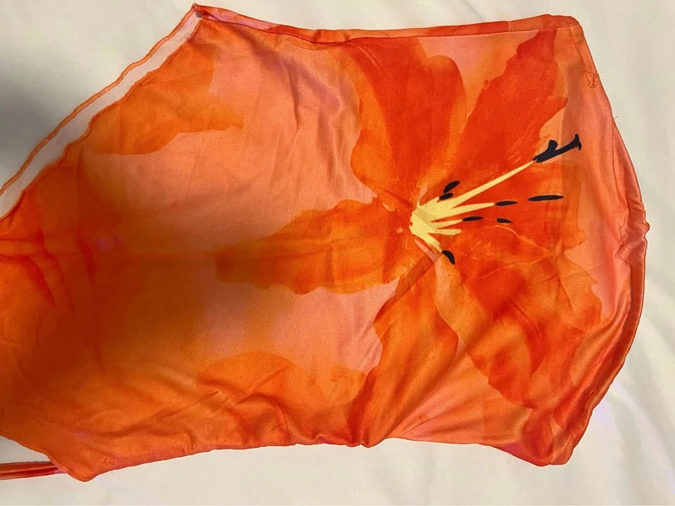 Summer orange flower tube top