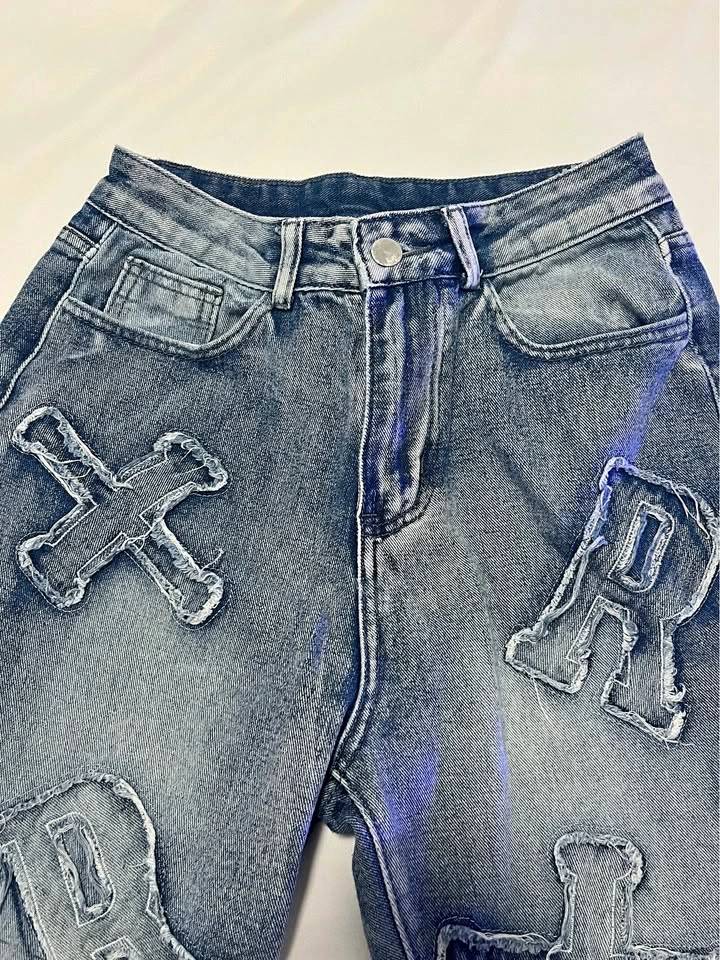 Jorts with frayed design