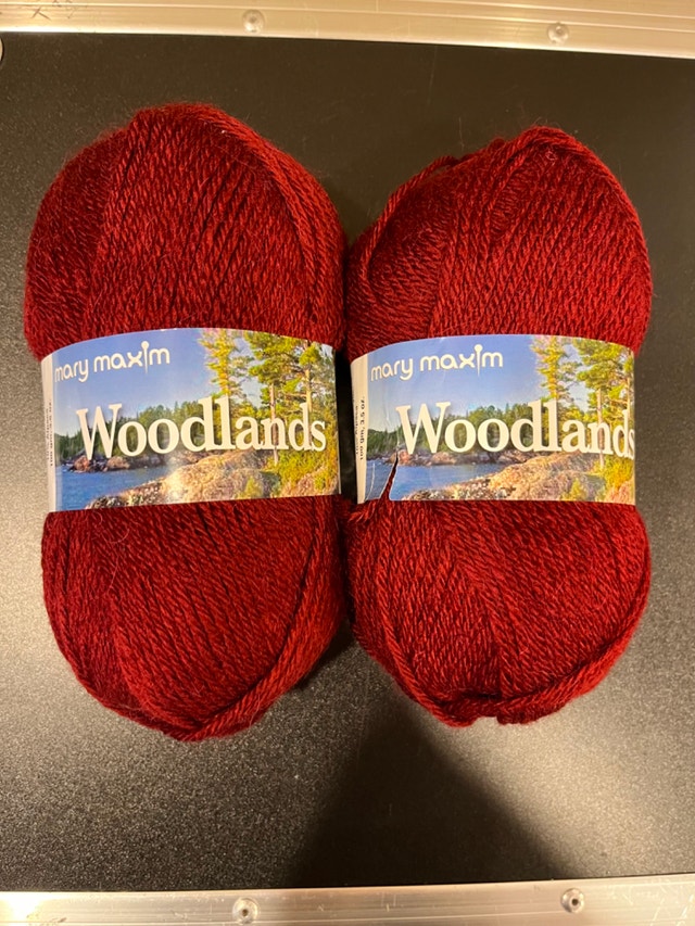 Mary Maxim Woodlands, Cranberry Yarn x2