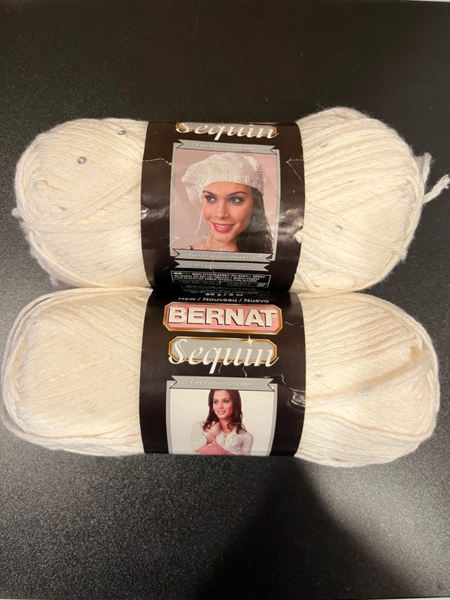Bernat Sequin, White Yarn x2