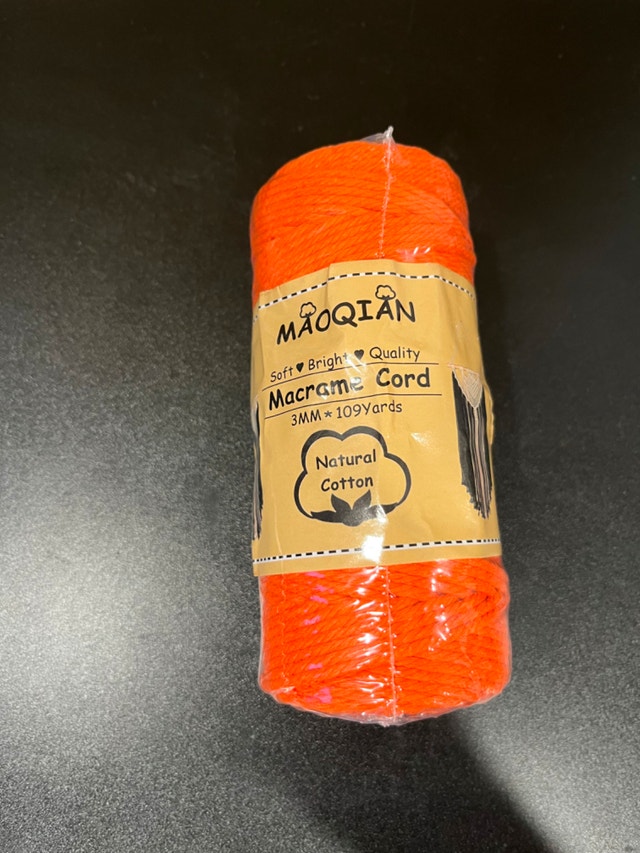 Maoqian 3mm Macrame Cord Orange 109 yards Sealed
