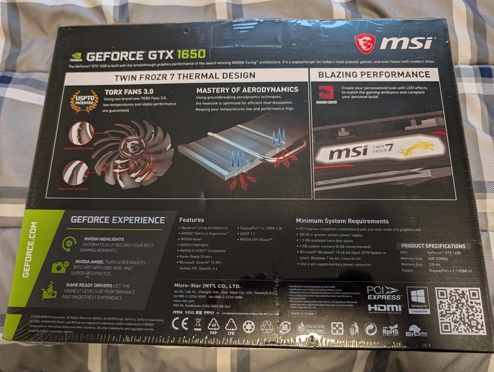 Brand New MSI GeForce GTX 1650 Gaming X 4GB GPU - Factory Sealed - photo 3