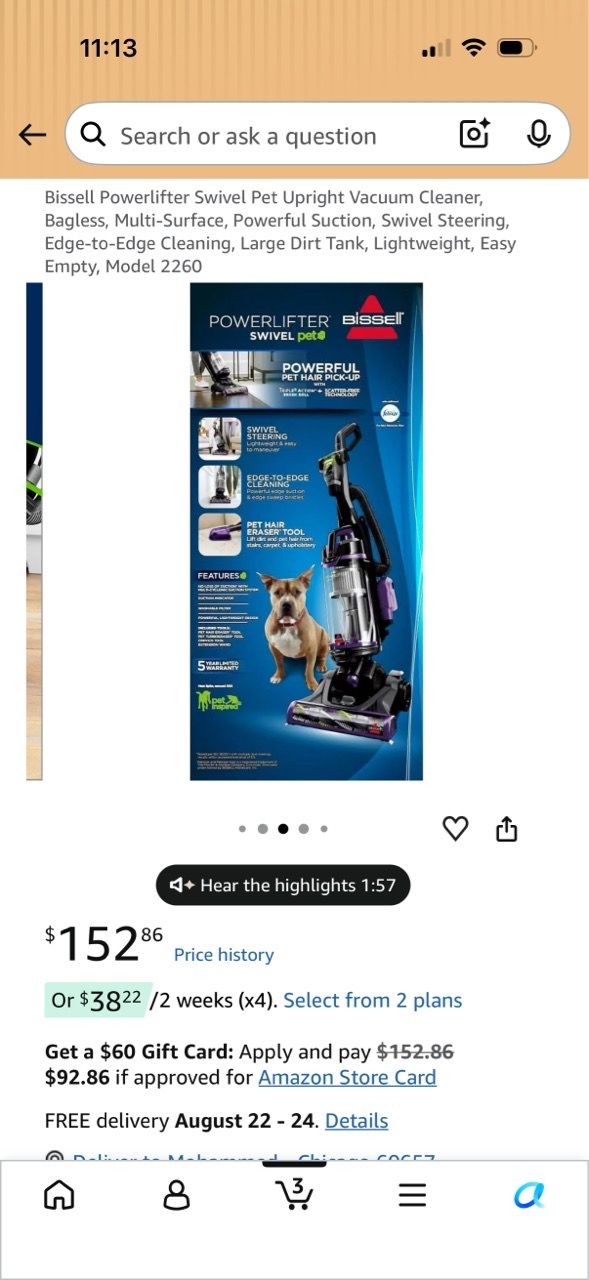 Bissell Powerlifter Swivel Pet Upright Vacuum Cleaner - photo 3