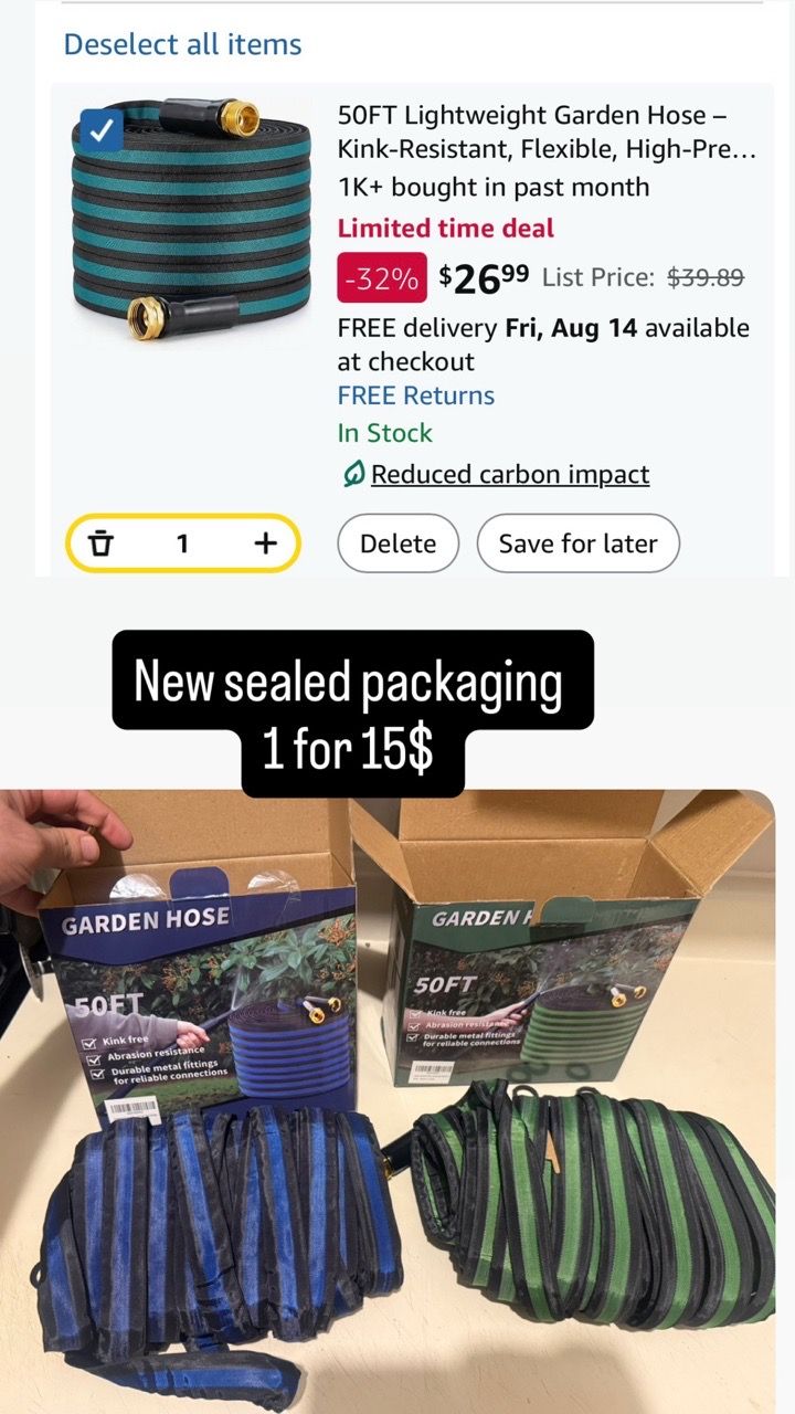 Garden Hose 50 ft, Non-Expanding, Flexible, Anti-Kink