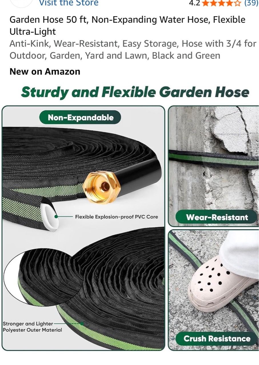 Garden Hose 50 ft, Non-Expanding, Flexible, Anti-Kink - photo 2