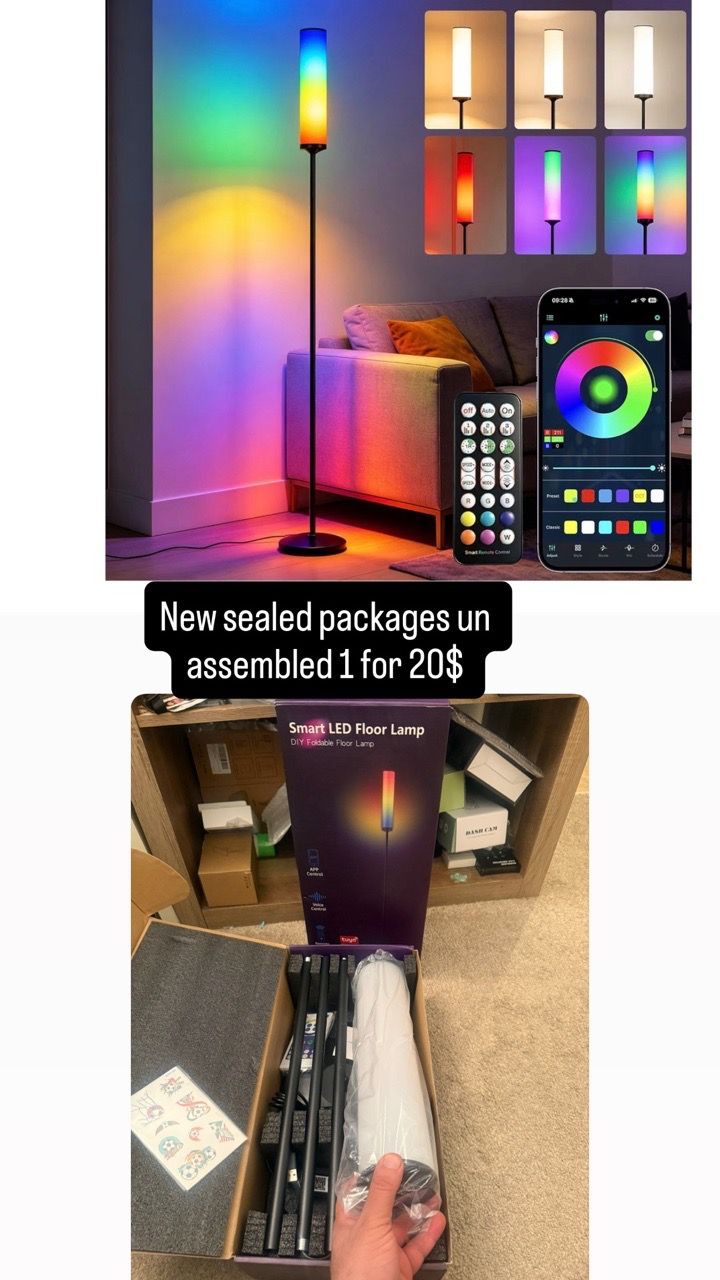 RGB LED Floor Lamp, 1500Lumen Smart Lamp, Music Sync
