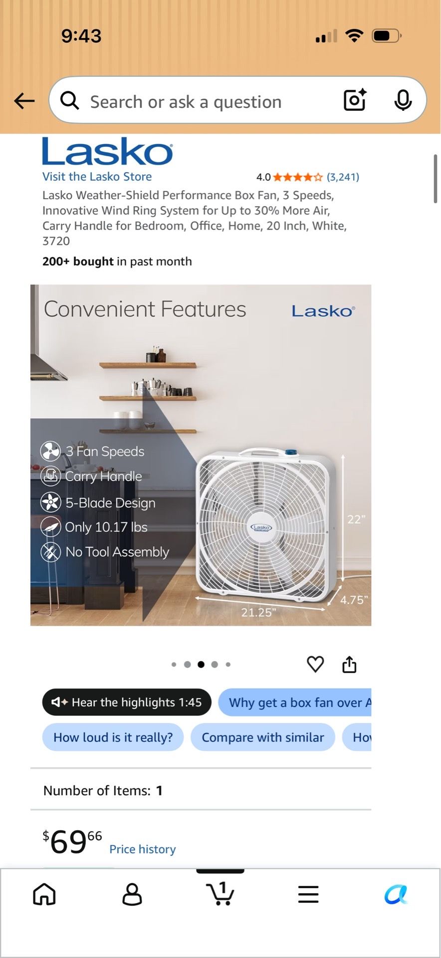 Lasko 20-Inch Weather-Shield Performance Box Fan - photo 3