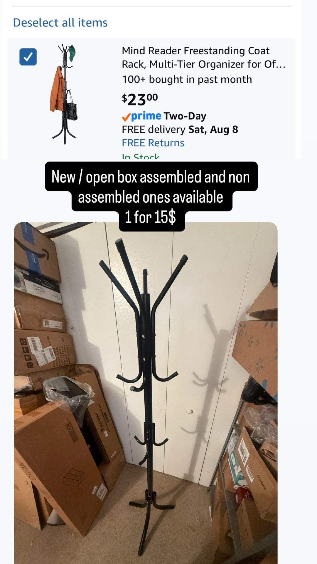 Tree Coat Rack Stand with 8 Hooks, Adjustable Height