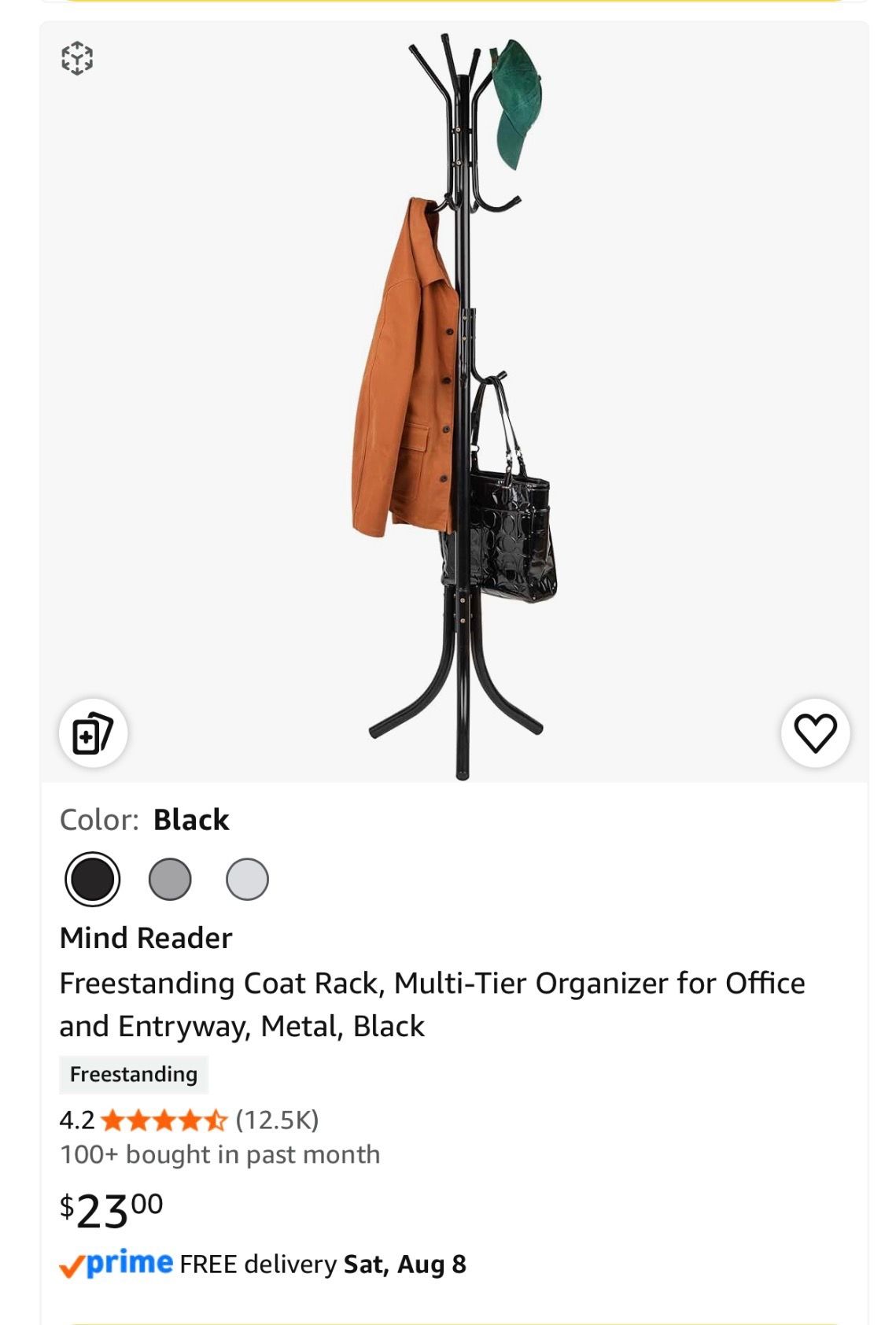 Tree Coat Rack Stand with 8 Hooks, Adjustable Height - photo 2
