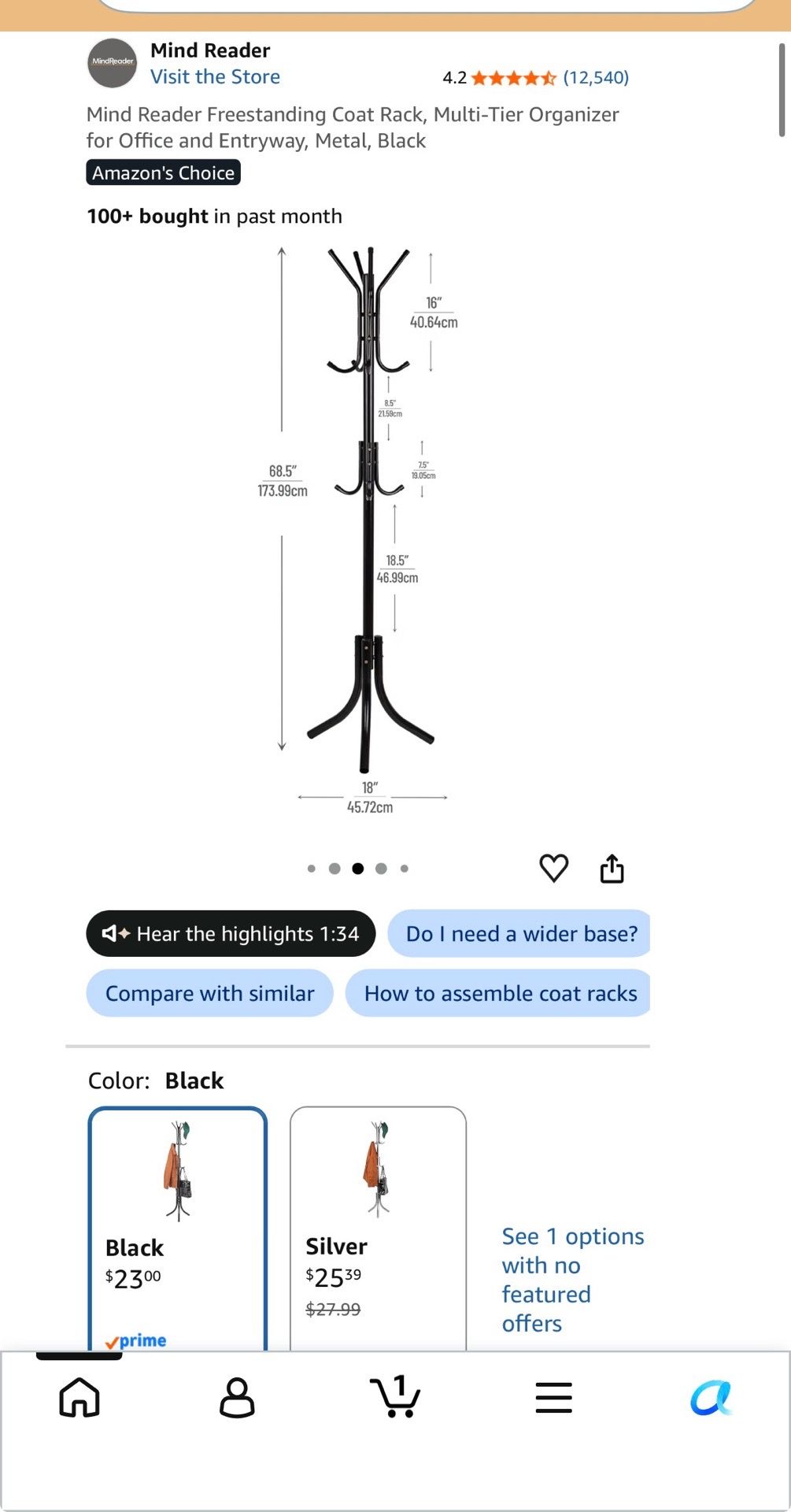 Tree Coat Rack Stand with 8 Hooks, Adjustable Height - photo 5