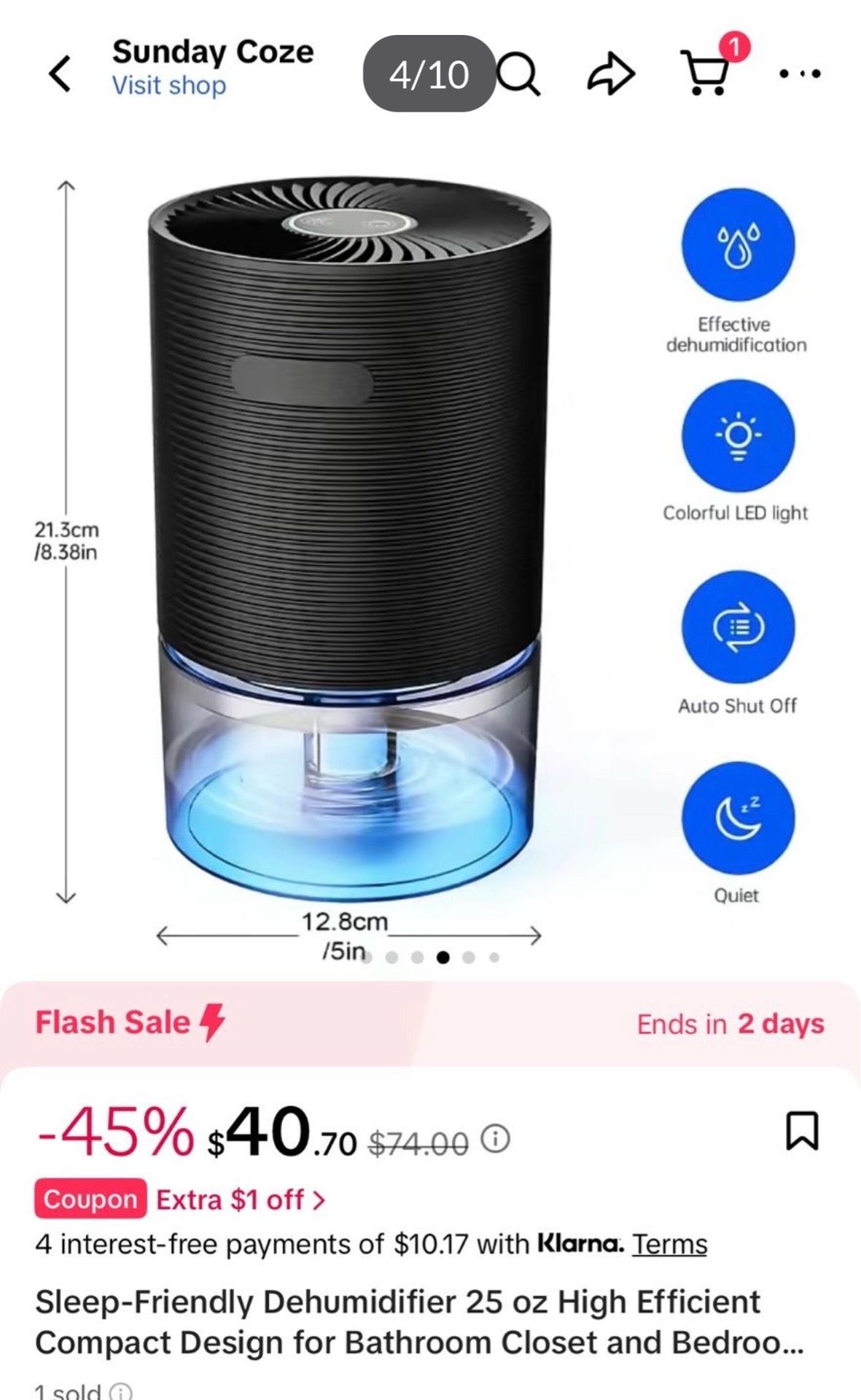 Dehumidifier for Home, 25oz with Auto-off, Ultra Quiet - photo 2