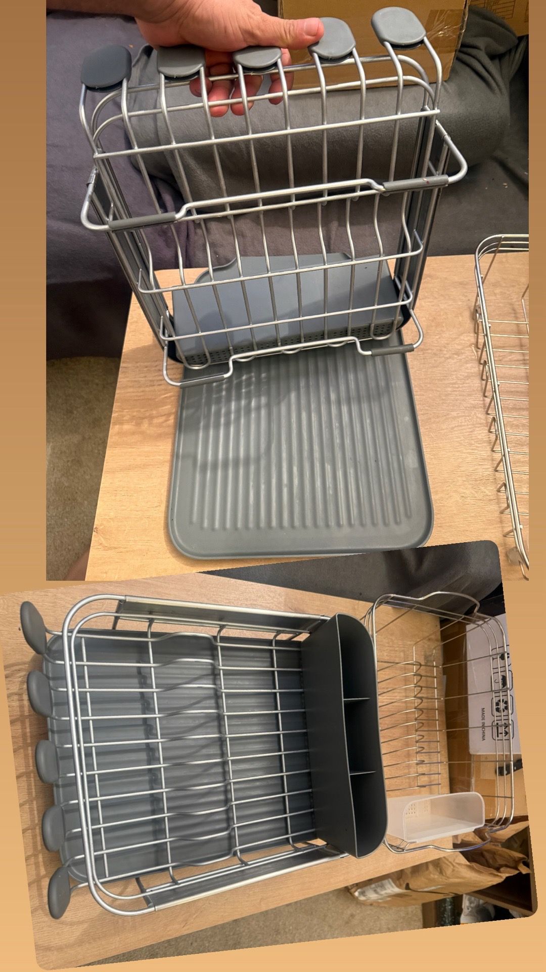Compact Space Saving Dish Rack with Drainboard, Satin Gray - photo 3
