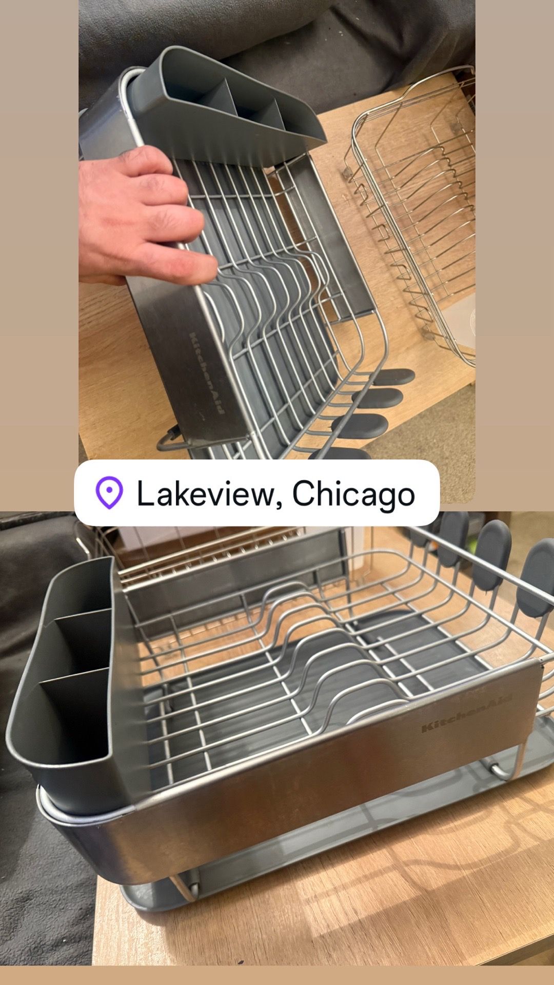 Compact Space Saving Dish Rack with Drainboard, Satin Gray - photo 5
