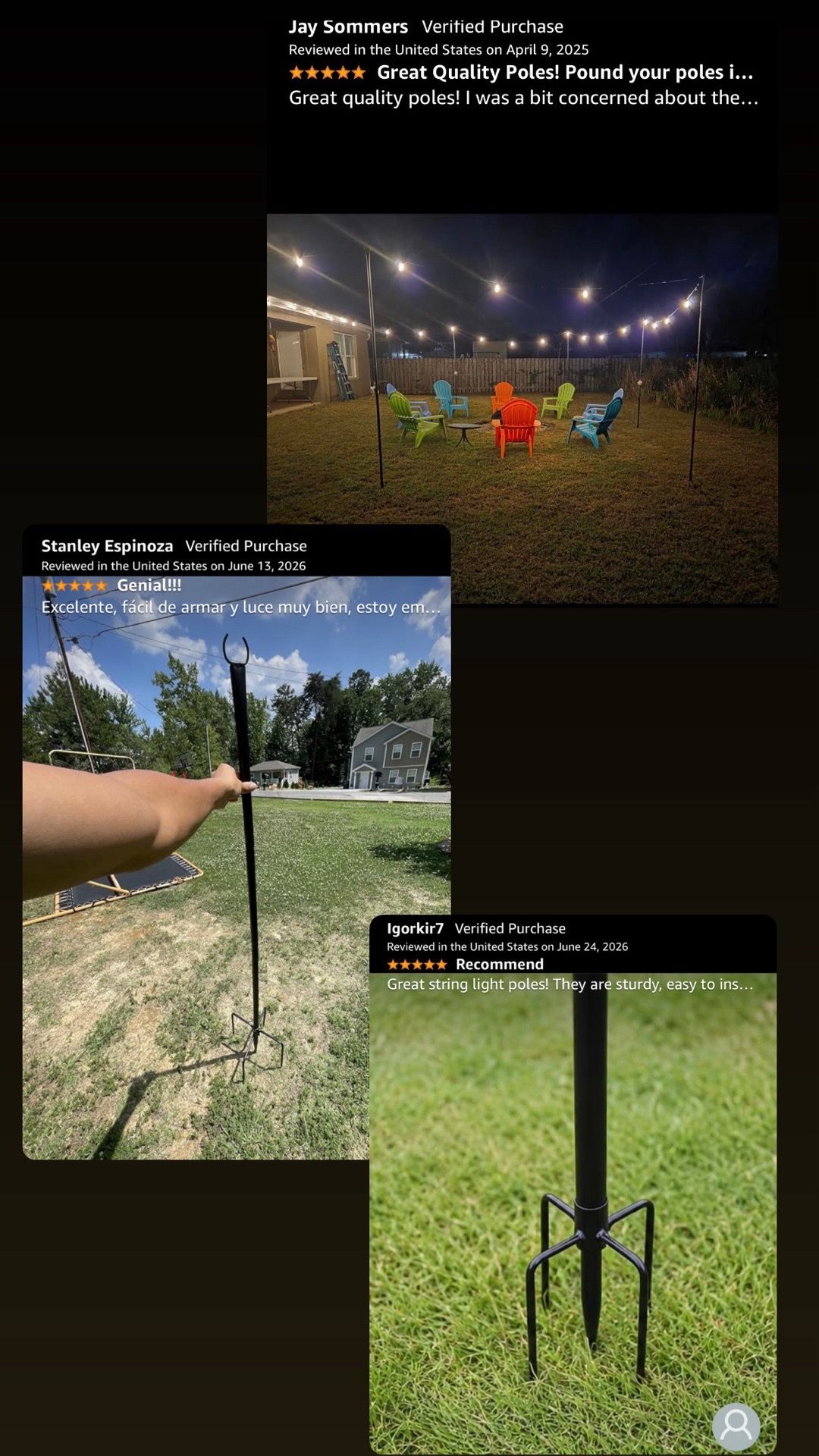 6 Pack Heavy-Duty String Light Poles for Outdoor Use - photo 2