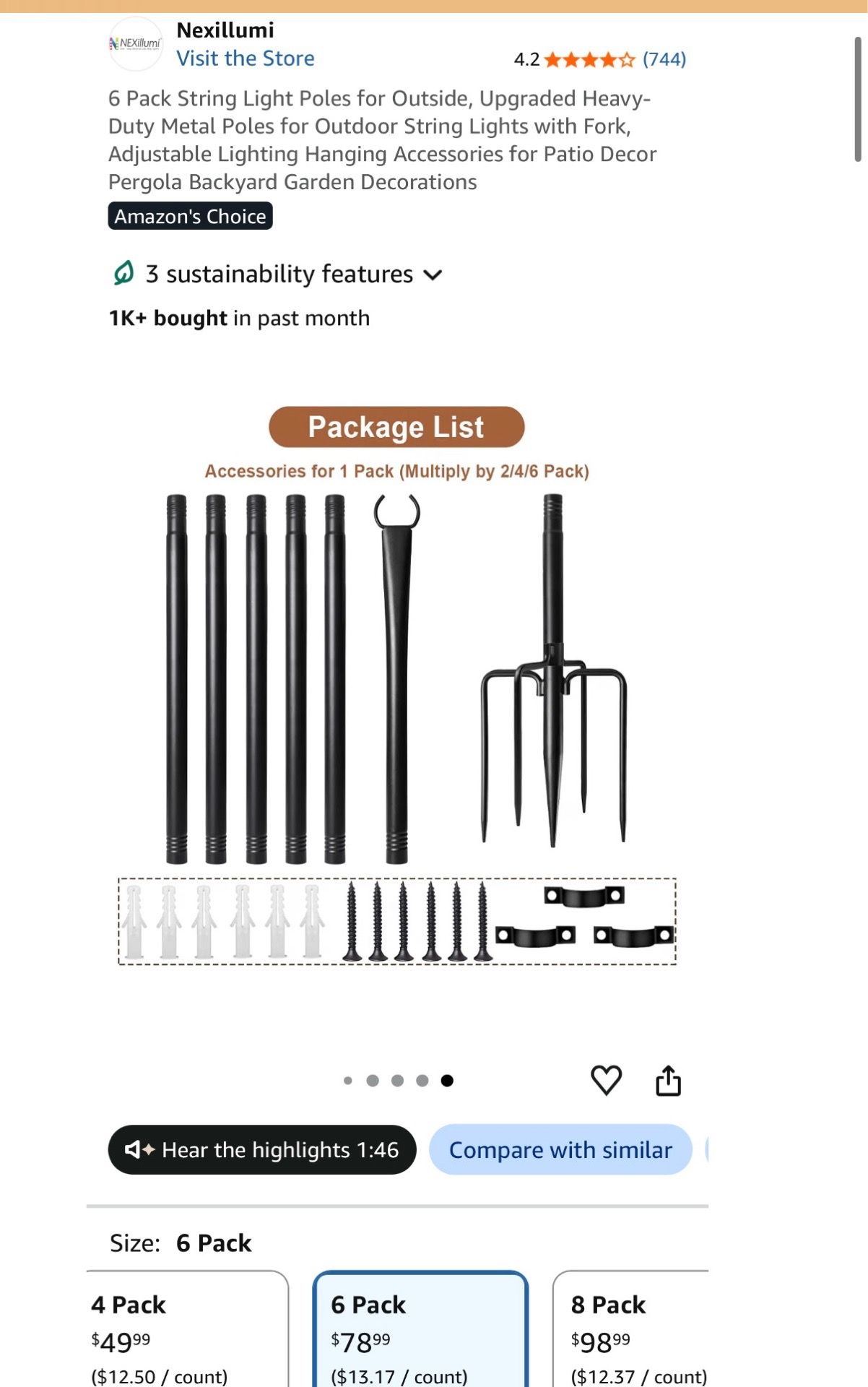 6 Pack Heavy-Duty String Light Poles for Outdoor Use - photo 4