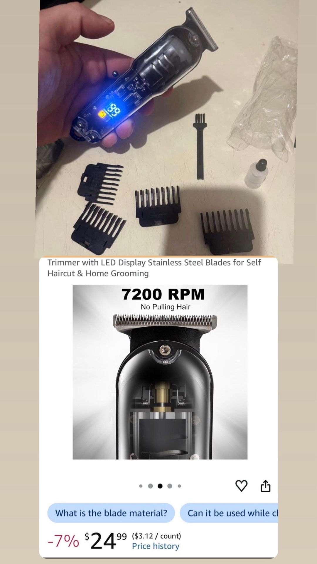 Cordless Hair Clippers Trimmer with LED Display - photo 4