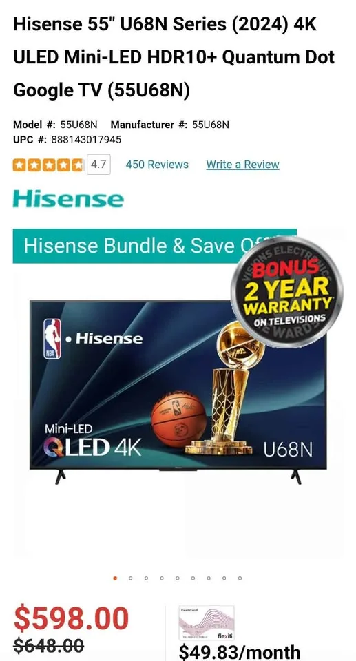 Hisense 55" 4K ULED TV + Yamaha Soundbar + TV Stand image indicator(6)