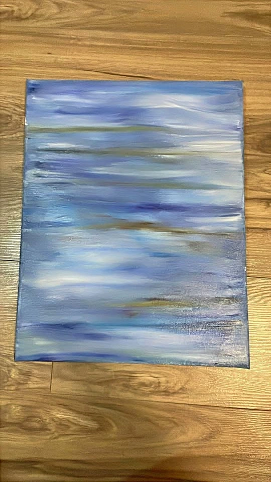 Handmade Oil Painting Blue Ocean Canvas