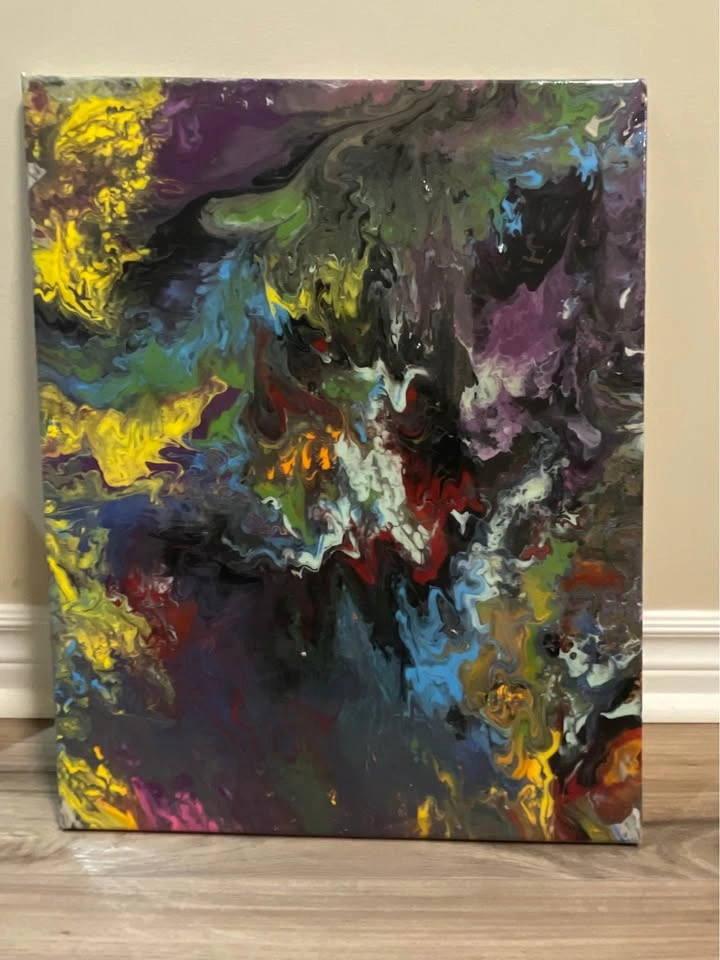 Acrylic Abstract Epoxy Resin Finish Handmade Canvas Painting