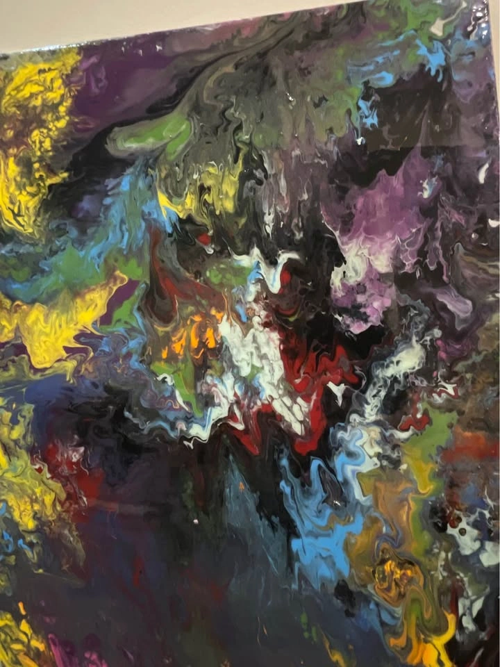 Acrylic Abstract Epoxy Resin Finish Handmade Canvas Painting - photo 2