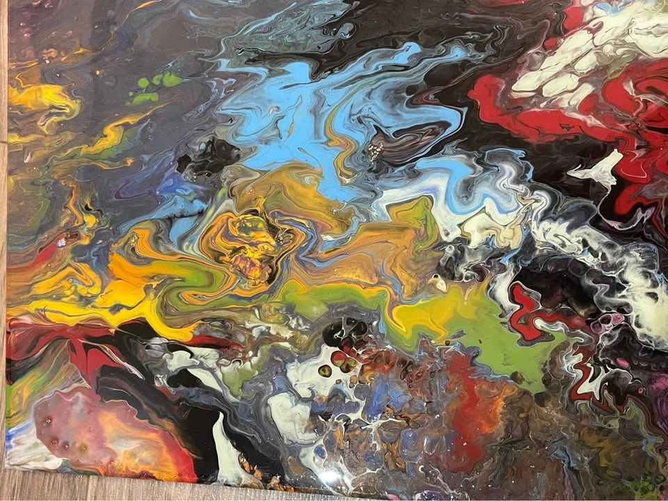 Acrylic Abstract Epoxy Resin Finish Handmade Canvas Painting - photo 3