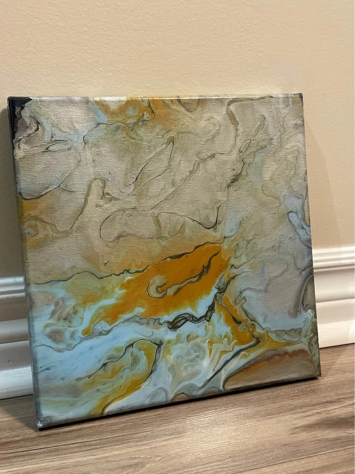 Abstract Acrylic Epoxy Covered Canvas Handmade Painting - photo 2