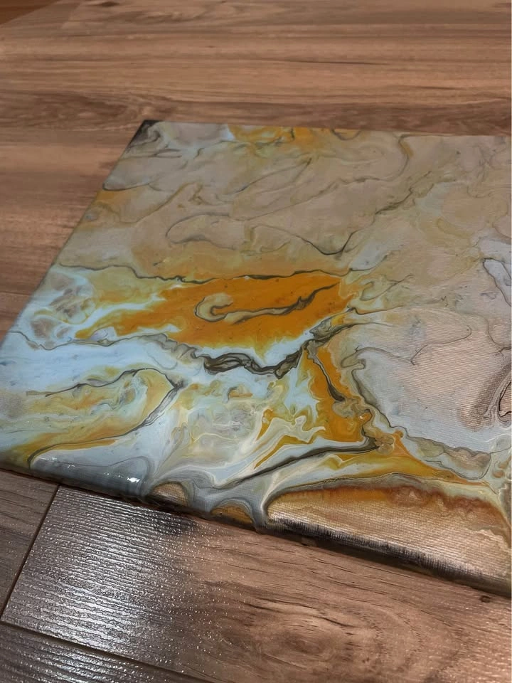 Abstract Acrylic Epoxy Covered Canvas Handmade Painting - photo 3