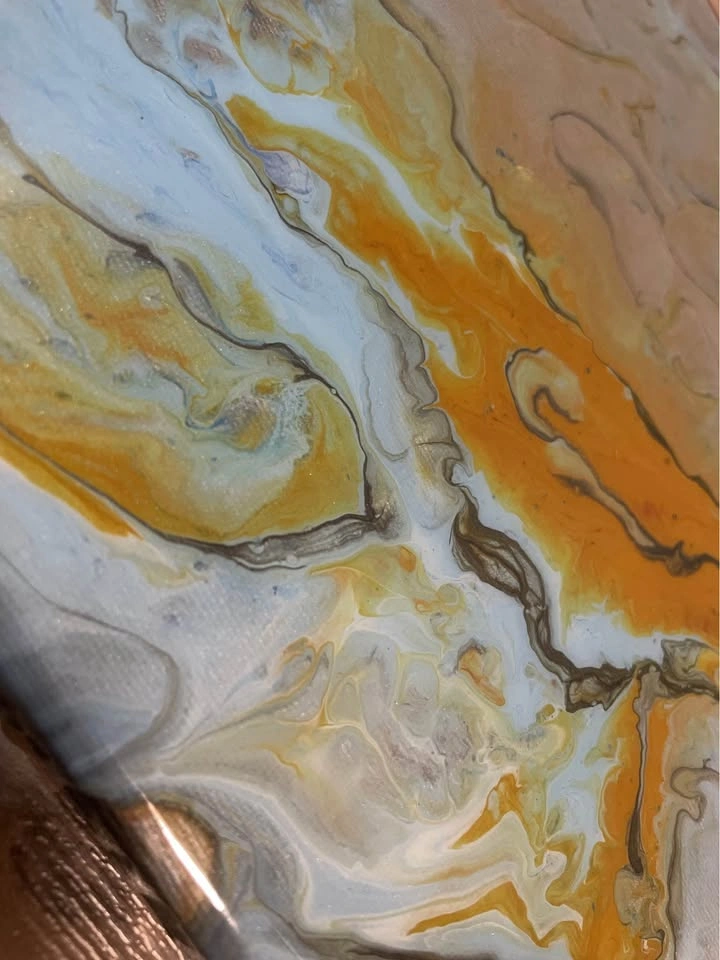 Abstract Acrylic Epoxy Covered Canvas Handmade Painting - photo 4