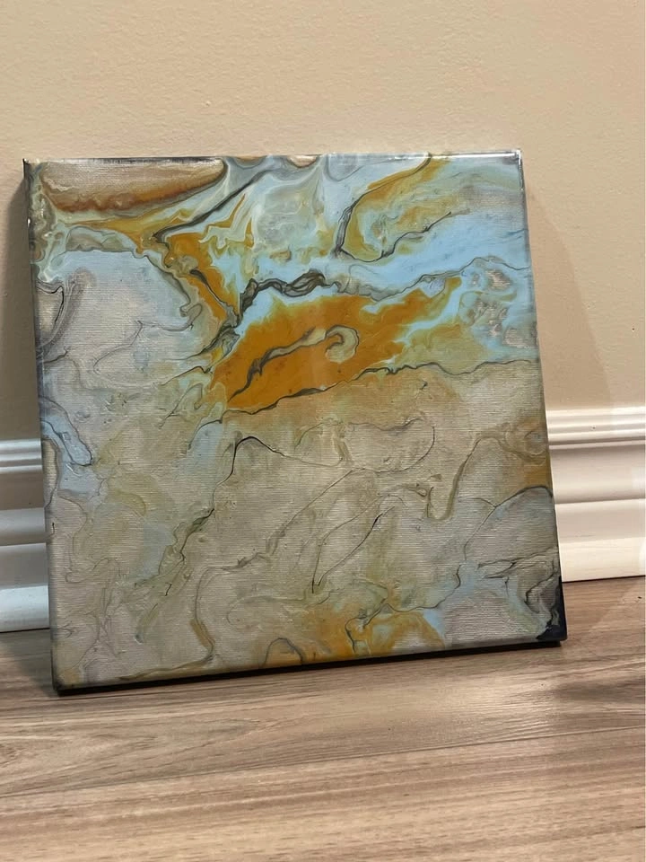 Abstract Acrylic Epoxy Covered Canvas Handmade Painting - photo 5