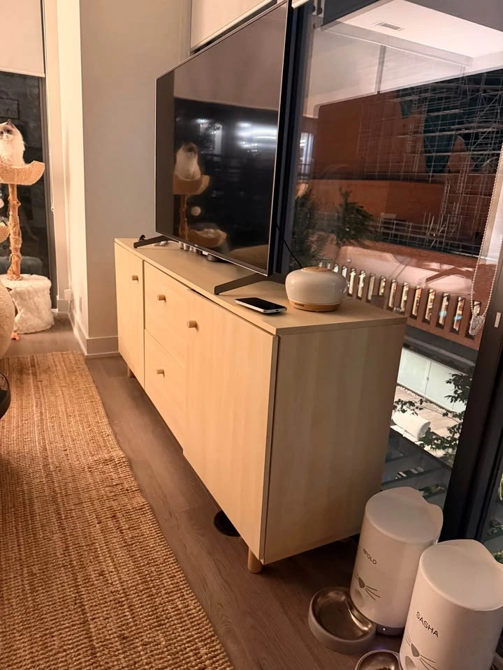 Modern TV Stand / Media Console – Light Wood Finish - photo 2